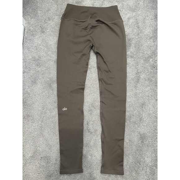 Alo Seamless High Waist Ribbed Leggings M Brown Yoga Lounge Stretch Gym Workout - Picture 1 of 11